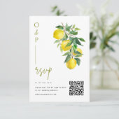 Mediterranean Italy Lemon Vibrant Wedding QR Code 出欠カード (スタンド正面)