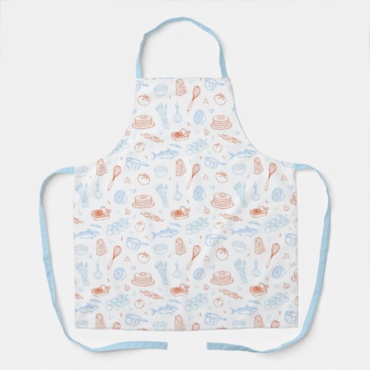 Mediterranean Kitchen Culinary Pattern Chef Apron エプロン (正面)