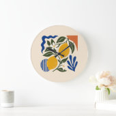 Mediterranean Lemon Abstract Round Wall Clock ラージ壁時計 (ホーム)