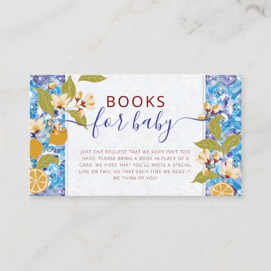 Mediterranean Lemon Amalfi Coast Baby Shower エンクロージャーカード (正面)