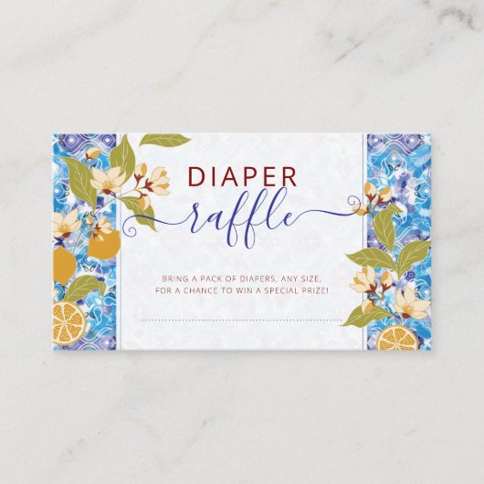 Mediterranean Lemon Amalfi Coast Baby Shower エンクロージャーカード (正面)