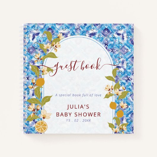 Mediterranean Lemon Amalfi Coast Baby Shower ノートブック (正面)