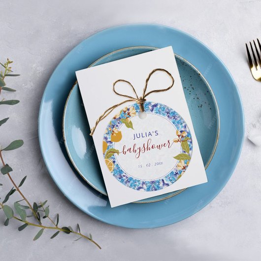 Mediterranean Lemon Amalfi Coast Baby Shower フェイバータグ