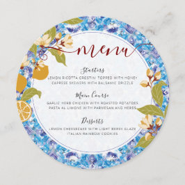 Mediterranean Lemon Amalfi Coast Baby Shower メニュー
