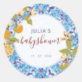 Mediterranean Lemon Amalfi Coast Baby Shower ラウンドシール (正面)