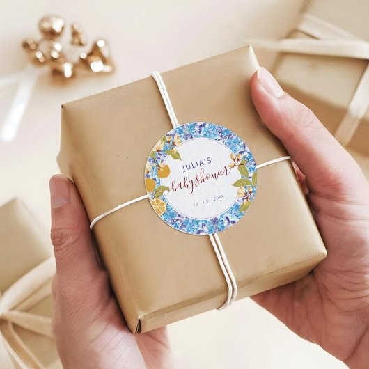 Mediterranean Lemon Amalfi Coast Baby Shower ラウンドシール