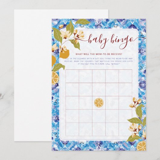 Mediterranean Lemon Amalfi Coast Baby Shower 招待状 (正面/裏面)