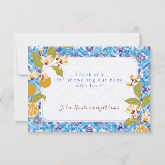 Mediterranean Lemon Amalfi Coast Baby Shower 招待状 (裏面)