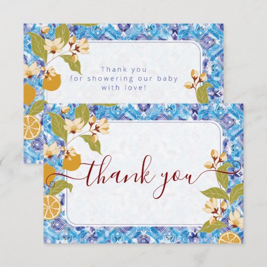 Mediterranean Lemon Amalfi Coast Baby Shower 招待状 (正面/裏面)