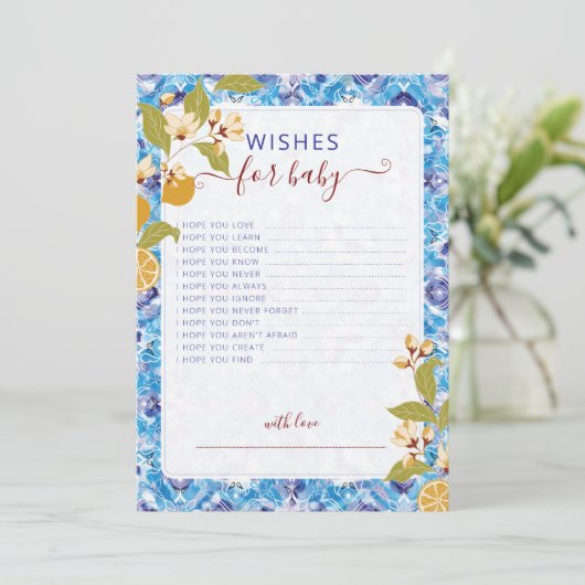 Mediterranean Lemon Amalfi Coast Baby Shower 招待状 (スタンド正面)