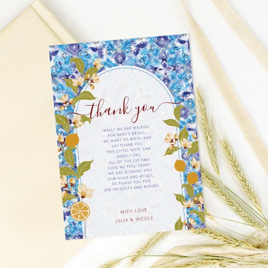 Mediterranean Lemon Amalfi Coast Baby Shower 招待状