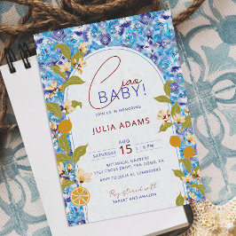 Mediterranean Lemon Amalfi Coast Baby Shower 招待状
