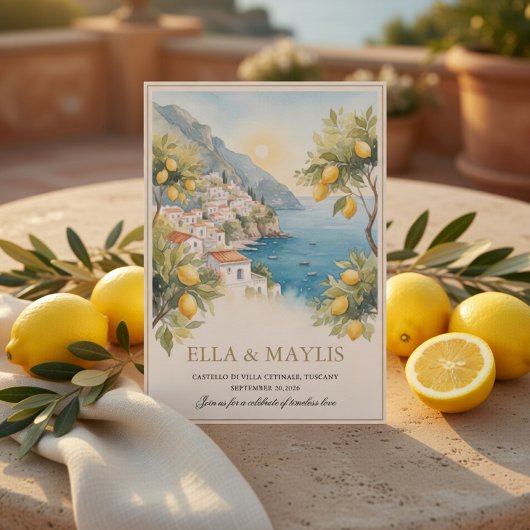 Mediterranean Lemon Amalfi Coast Wedding 招待状
