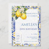 Mediterranean Lemon Amalfi Tiles Italian Birthday 招待状 (正面)