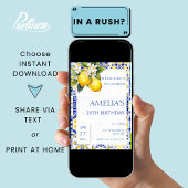 Mediterranean Lemon Amalfi Tiles Italian Birthday 招待状