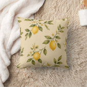 Mediterranean Lemon and Leaves Cushion クッション (ブランケット)