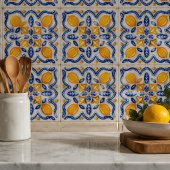Mediterranean Lemon Blossom Ceramic Hand Painted タイル