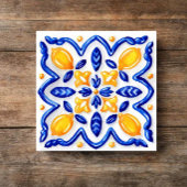 Mediterranean Lemon Blossom Ceramic Hand Painted タイル