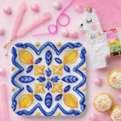 Mediterranean Lemon Blossom Ceramic Hand Painted ペーパープレート (パーティー)