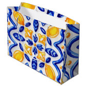 Mediterranean Lemon Blossom Ceramic Hand Painted ラージペーパーバッグ (裏面アングル)