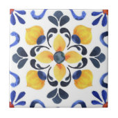 Mediterranean Lemon Blossom Hand Painted Portugues タイル (正面)