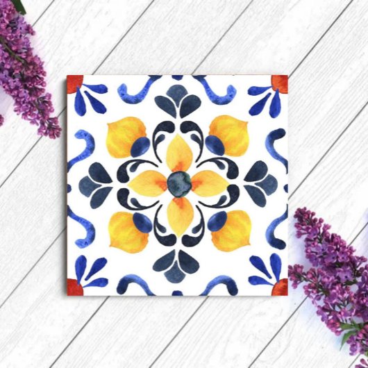 Mediterranean Lemon Blossom Hand Painted Portugues タイル