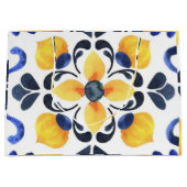 Mediterranean Lemon Blossom Hand Painted Portugues ラージペーパーバッグ (正面)