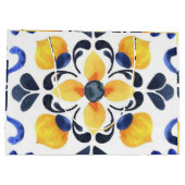 Mediterranean Lemon Blossom Hand Painted Portugues ラージペーパーバッグ (裏面)