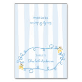 Mediterranean Lemon Blue Bows Place card テーブルナンバー (正面)