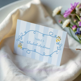Mediterranean Lemon Blue Bows Place card テーブルナンバー