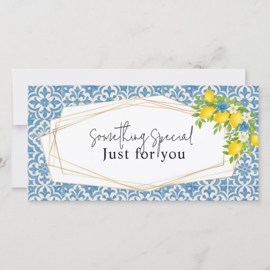 Mediterranean Lemon & Blue Tile Gift Card サンキューカード (正面)