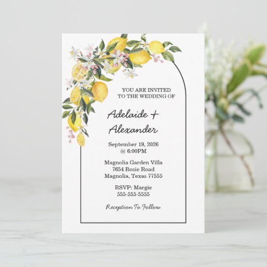 Mediterranean Lemon Citrus Wedding Collection 招待状 (スタンド正面)