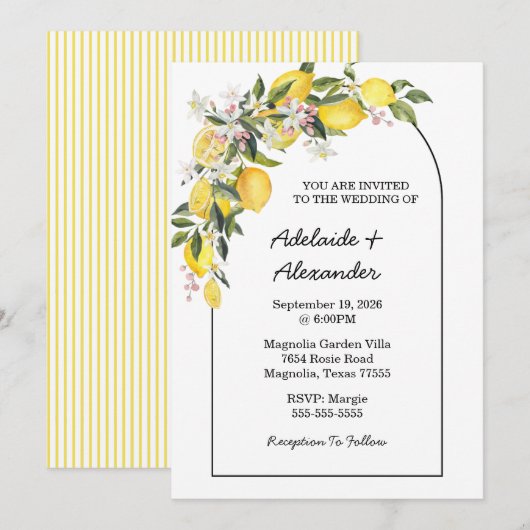 Mediterranean Lemon Citrus Wedding Collection 招待状 (正面/裏面)