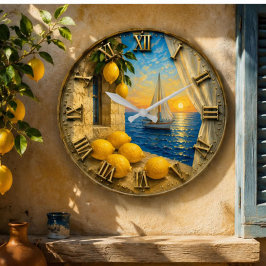 Mediterranean Lemon Coast Sailing ラージ壁時計