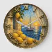 Mediterranean Lemon Coast Sailing ラージ壁時計 (正面)
