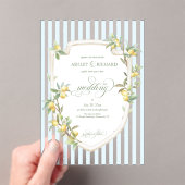 Mediterranean Lemon Coastal Stripe Wedding アクリル招待状 (インサイチュ (ポータブル))