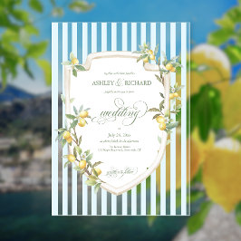 Mediterranean Lemon Coastal Stripe Wedding アクリル招待状