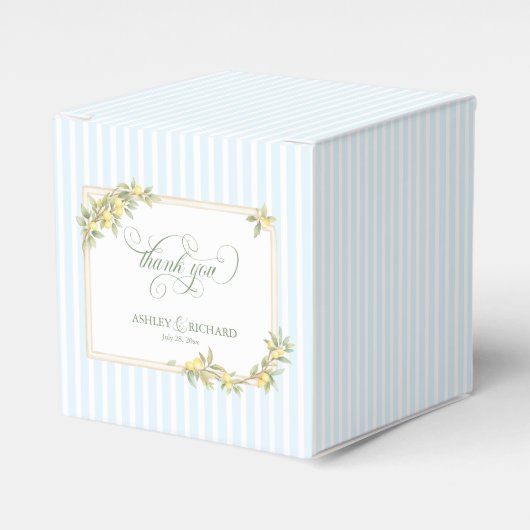 Mediterranean Lemon Coastal Stripe Wedding フェイバーボックス (正面サイド)
