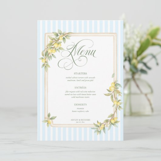 Mediterranean Lemon Coastal Stripe Wedding メニュー (スタンド正面)