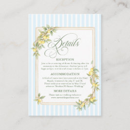 Mediterranean Lemon Coastal Wedding Details エンクロージャーカード