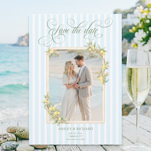 Mediterranean Lemon Coastal Wedding Photo セーブザデート