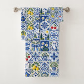 Mediterranean Lemon & Cobalt Blue Tile Garden バスタオルセット (インサイチュ)