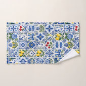 Mediterranean Lemon & Cobalt Blue Tile Garden バスタオルセット (ハンドタオル)