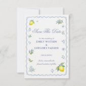 Mediterranean Lemon Floral Announcement Design セーブザデート (正面)