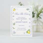 Mediterranean Lemon Floral Announcement Design セーブザデート (スタンド正面)