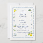Mediterranean Lemon Floral Design Wedding 招待状 (正面)