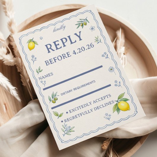 Mediterranean Lemon Floral Response Design 出欠カード