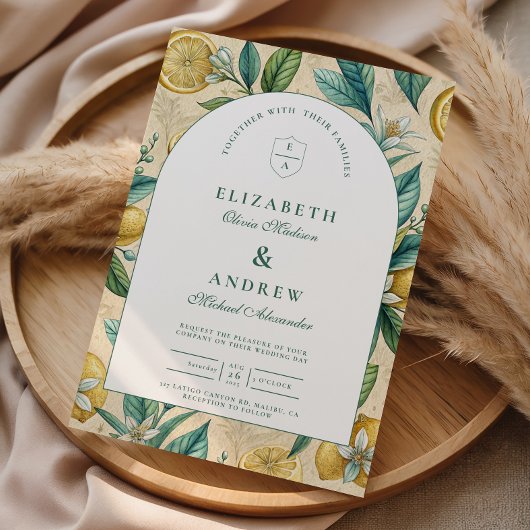 Mediterranean Lemon Garden Wedding 招待状