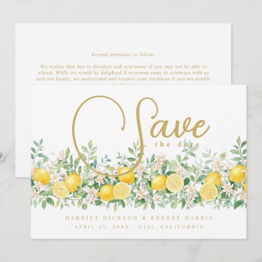 Mediterranean Lemon Garland Wedding TLW26 セーブザデート (正面/裏面)