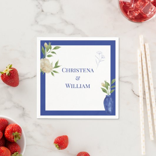 Mediterranean Lemon Personalized Wedding Napkins スタンダードカクテルナプキン (インサイチュ)